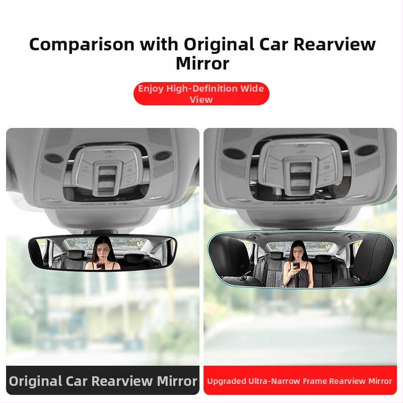 Belső széles látószögű hátsó tükör autóhoz, holttér segéd, nagy látómező, HD üveg, anti-glare bevonat, univerzális illeszkedés