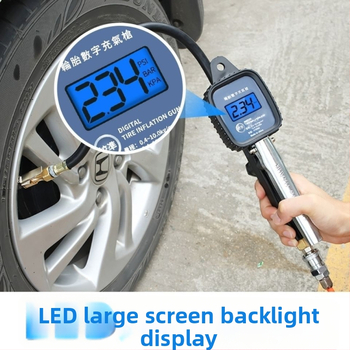 Aukštos tikslumo padangų slėgio matuoklis su pripildymo galvute ir skaitiklio ekranu, oro pistoleto antgalis