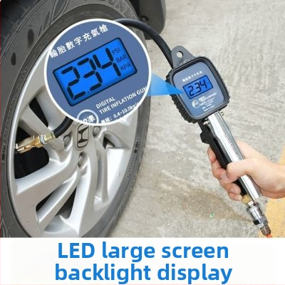 Aukštos tikslumo padangų slėgio matuoklis su pripildymo galvute ir skaitiklio ekranu, oro pistoleto antgalis