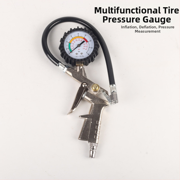 Digitālais riepu spiediena mērītājs ar pildīšanas pistoli, diapazons 0–220 PSI, precizitāte 0,2 BAR, digitālais displays, korpuss no plastmasas un tērauda