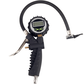 Digitalni mjerač tlaka guma s pištolom za pumpanje, raspon 0–220 PSI, preciznost 0,2 BAR, digitalni zaslon, kućište od plastike i čelika