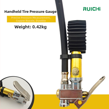 Rankinis padangų slėgio matuoklis Ruichi, korpusas iš cinko lydinio, diapazonas 220 psi, tikslumas 10 psi, kelių vienetų ekranas, svoris 0,42 kg