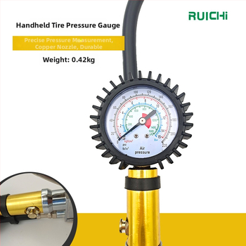 Rankinis padangų slėgio matuoklis Ruichi, korpusas iš cinko lydinio, diapazonas 220 psi, tikslumas 10 psi, kelių vienetų ekranas, svoris 0,42 kg