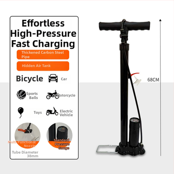 Ръчна въздушна помпа от цяла стомана с манометър, скрит резервоар за газ и тръба от въглеродна стомана за велосипед