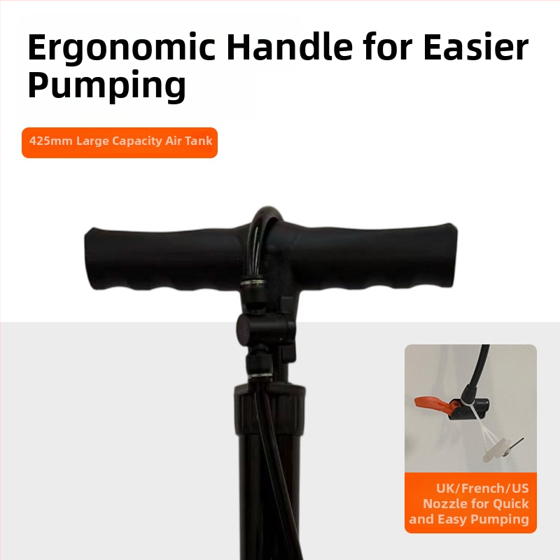 Ръчна въздушна помпа от цяла стомана с манометър, скрит резервоар за газ и тръба от въглеродна стомана за велосипед