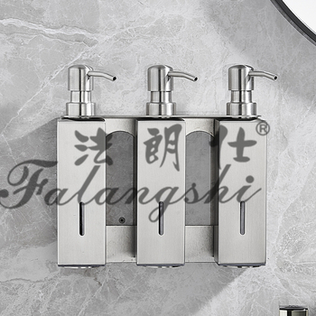 Δοσομετρατης σαπουνιού τοίχου από ανοξείδωτο ατσάλι 304 με βουρτσισμένο φινίρισμα, κατάλληλος για μπάνιο, μηχανισμός πατήματος, στυλ ελαφρύς πολυτελής, κατάλληλο για gel ντους και σαμπουάν