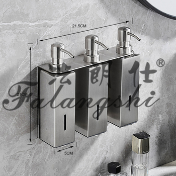Δοσομετρατης σαπουνιού τοίχου από ανοξείδωτο ατσάλι 304 με βουρτσισμένο φινίρισμα, κατάλληλος για μπάνιο, μηχανισμός πατήματος, στυλ ελαφρύς πολυτελής, κατάλληλο για gel ντους και σαμπουάν