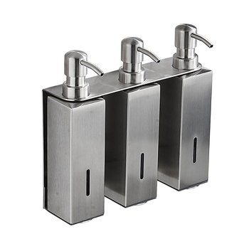 Δοσομετρατης σαπουνιού τοίχου από ανοξείδωτο ατσάλι 304 με βουρτσισμένο φινίρισμα, κατάλληλος για μπάνιο, μηχανισμός πατήματος, στυλ ελαφρύς πολυτελής, κατάλληλο για gel ντους και σαμπουάν