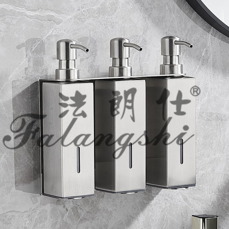 Δοσομετρατης σαπουνιού τοίχου από ανοξείδωτο ατσάλι 304 με βουρτσισμένο φινίρισμα, κατάλληλος για μπάνιο, μηχανισμός πατήματος, στυλ ελαφρύς πολυτελής, κατάλληλο για gel ντους και σαμπουάν