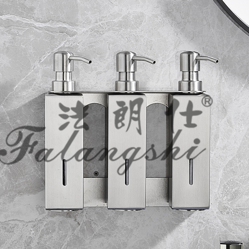 Δοσομετρατης σαπουνιού τοίχου από ανοξείδωτο ατσάλι 304 με βουρτσισμένο φινίρισμα, κατάλληλος για μπάνιο, μηχανισμός πατήματος, στυλ ελαφρύς πολυτελής, κατάλληλο για gel ντους και σαμπουάν