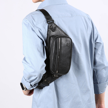 Geantă de talie pentru bărbați, PU material, impermeabilă și rezistentă la abraziune, crossbody cu capacitate mare, marca Prince Bird