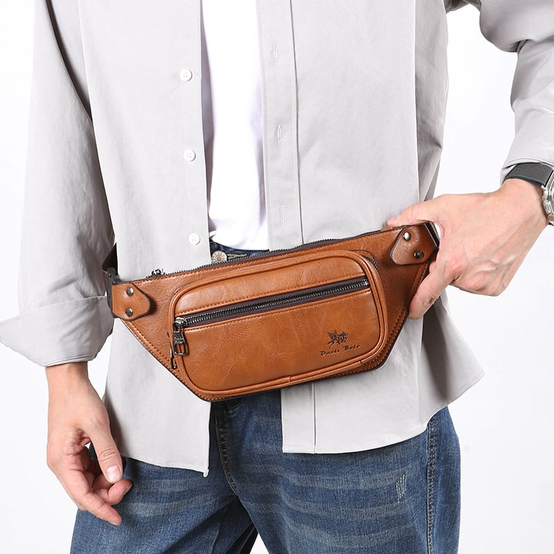Geantă de talie pentru bărbați, PU material, impermeabilă și rezistentă la abraziune, crossbody cu capacitate mare, marca Prince Bird