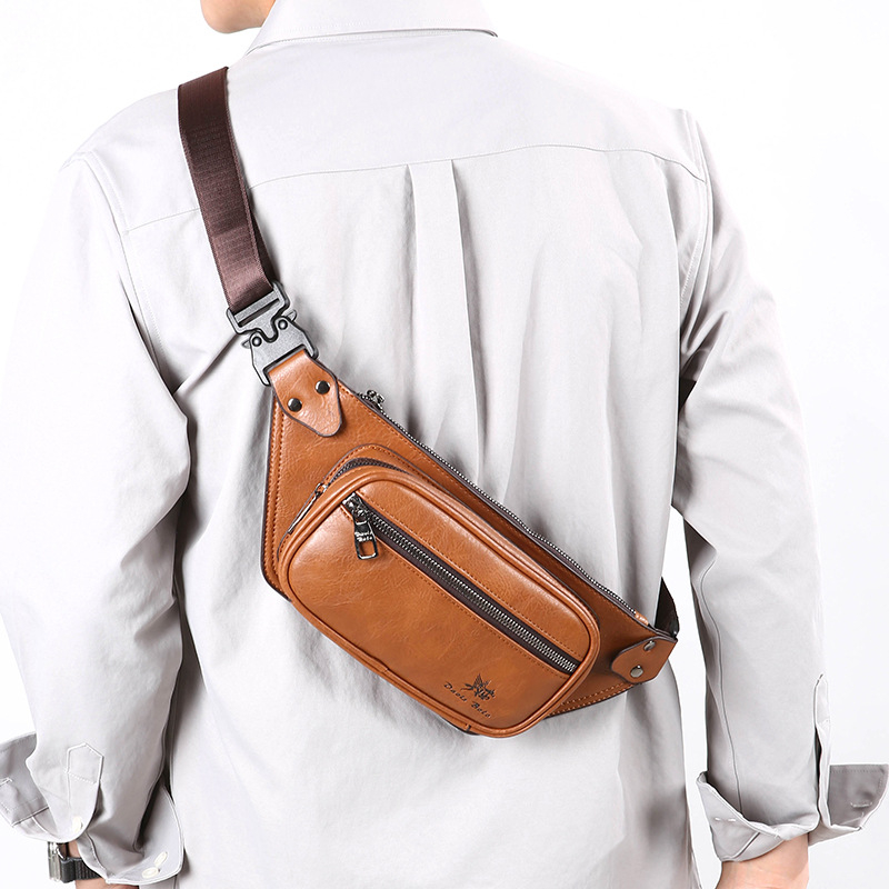 Geantă de talie pentru bărbați, PU material, impermeabilă și rezistentă la abraziune, crossbody cu capacitate mare, marca Prince Bird