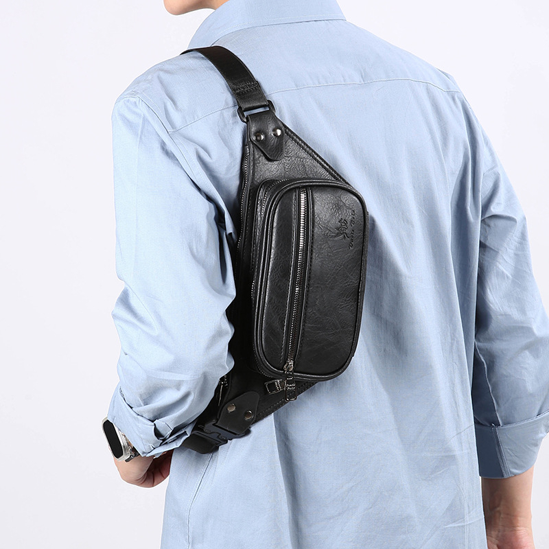 Geantă de talie pentru bărbați, PU material, impermeabilă și rezistentă la abraziune, crossbody cu capacitate mare, marca Prince Bird