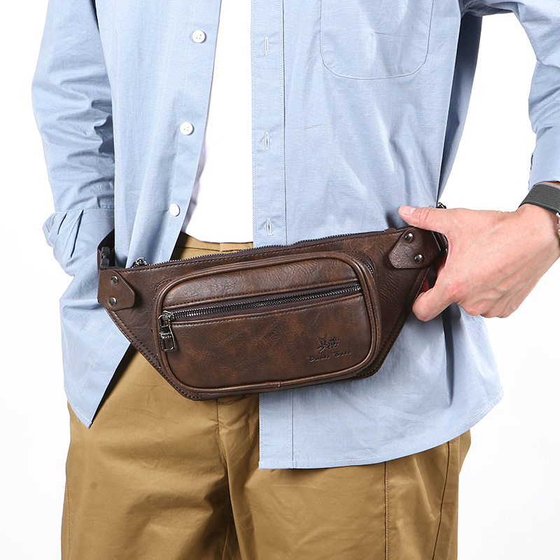 Geantă de talie pentru bărbați, PU material, impermeabilă și rezistentă la abraziune, crossbody cu capacitate mare, marca Prince Bird