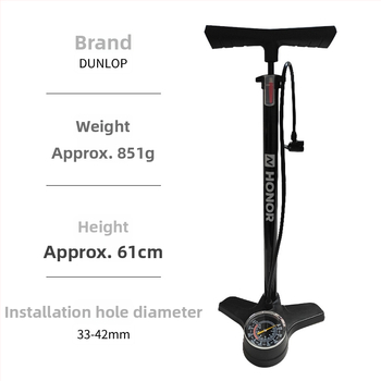 Rokas inflators ar spiediena mērītāju, daudzfunkcionāls, piemērots velosipēdiem, elektriskajiem automobiļiem un motocikliem — modelis DQ8 6532K, materiāls: dzelzs, svars 851 g