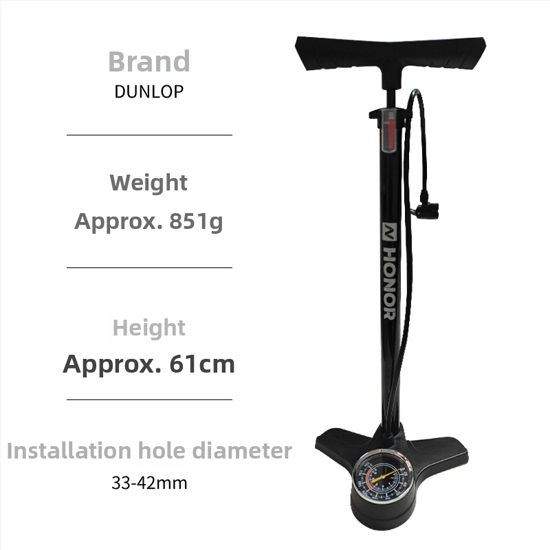 Ručná inflátorka na bicykel s tlakomerom, viacfunkčná, vhodná pre bicykle, elektrické autá a motocykle — model DQ8 6532K, materiál: železo, hmotnosť 851 g