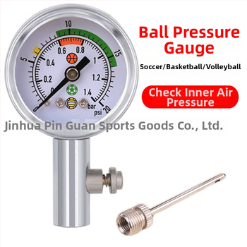Metāla rādītāja tipa bumbu spiediena mērītājs futbolam, basketbolam un volejbolam – tiesneša līdzeklis