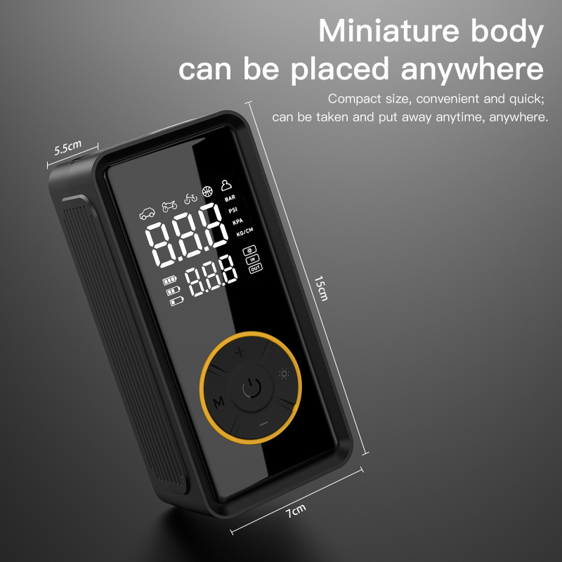 Automobilska pumpa za nafukivanje s USB napajanjem, dvostrani digitalni zaslon, 12V, 30 L/min, do 80W, izvor napajanja u nuždi