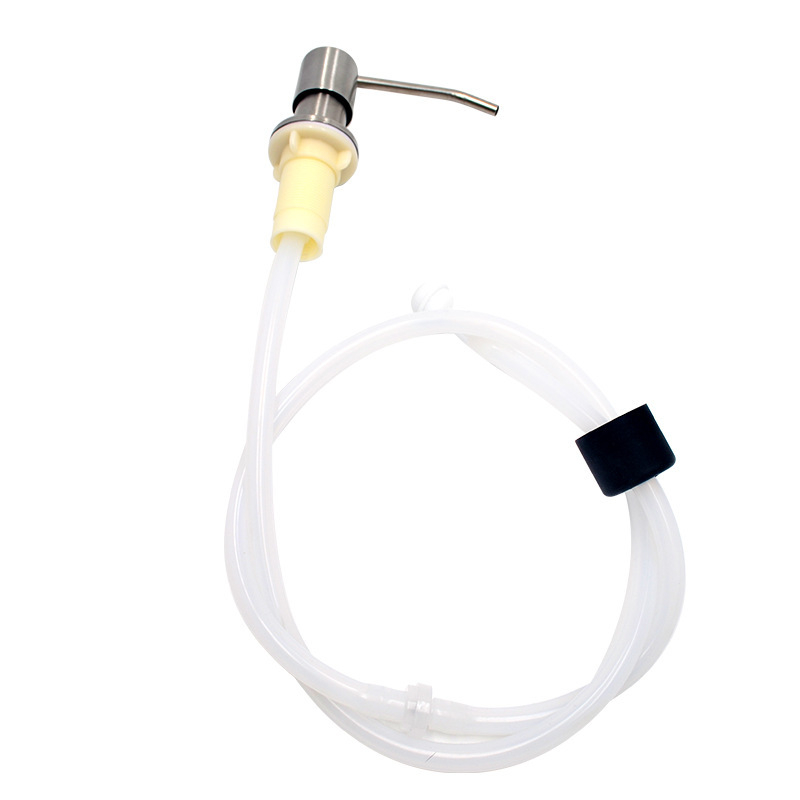 Διανομέας υγρού σαπουνιού νεροχύτη με σωληνάκι επέκτασης, χειροκίνητη πίεση, 304 ανοξείδωτος χάλυβας, χρωμιωμένη επίστρωση, μοντέρνο στυλ — Hongfeng hardware