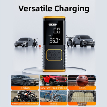 Bezvadu auto riepu pumpa ar digitālo displeju, viencilindru dzinēju, 11.1V, zem 80W, 35 L/min