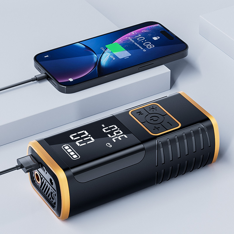 Bezvadu auto riepu pumpa ar digitālo displeju, viencilindru dzinēju, 11.1V, zem 80W, 35 L/min