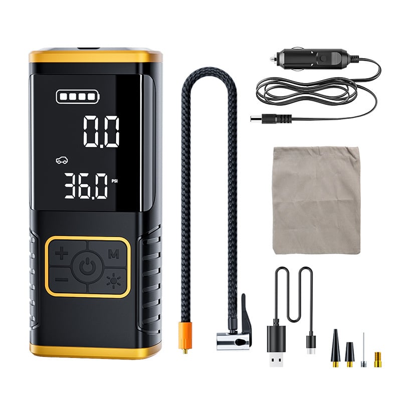 Bezvadu auto riepu pumpa ar digitālo displeju, viencilindru dzinēju, 11.1V, zem 80W, 35 L/min