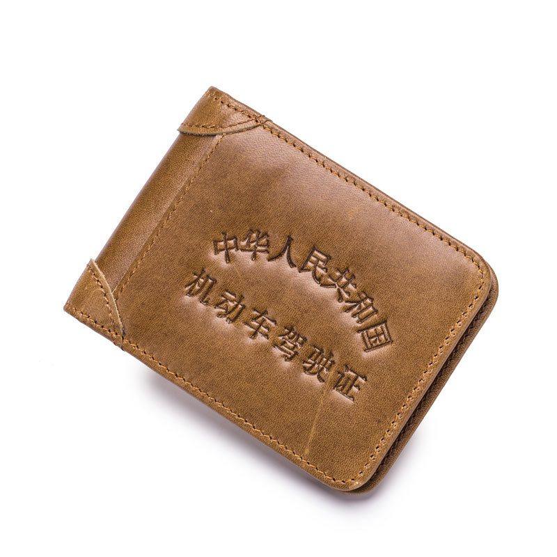 Cow Captain Leather Carcasă pentru permis de conducere, Piele naturală, Piele de vită de top, Model masculin