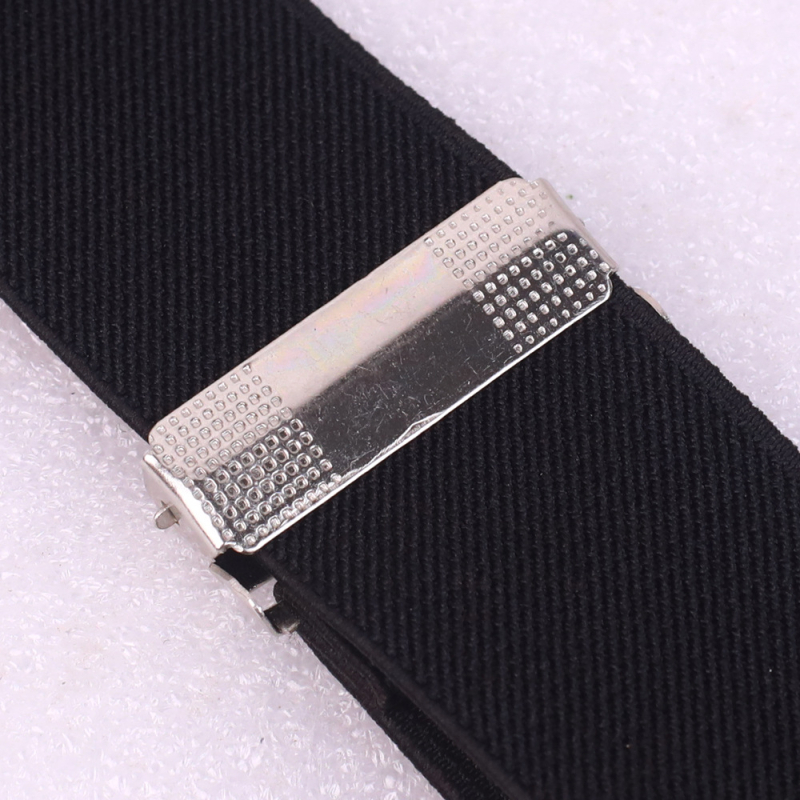 Bretele în formă de X, cu patru clips rotunde din plastic, bandă din poliester-cauciuc, unisex