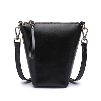 Geantă de damă din piele naturală, crossbody, formă verticală pătrată, cu buzunar pentru telefon și fermoar