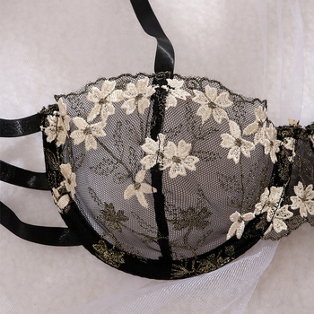 Set donjeg rublja s prozirnom čipkom, push-up trostruke naramenice, poliester