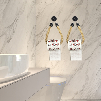 Držač za ručnike i role papira za kupaonicu, ručno pleteni konop, drveno i kovano željezo konstrukcija, vodootporan, nosivost 1 kg, s jednim slojem.