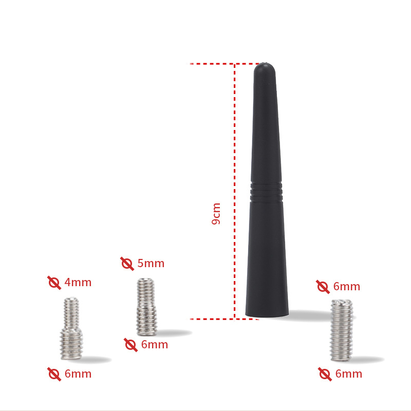 Automašīnas radio antena ar vītņotu uzstādīšanu; universāla saderība; darbība 12 V; apstrāde un pielāgošana pieejamas (Montāža: vītņota; Spriegums: 12 V; Saderība: universāla; Apstrāde un pielāgošana: pieejamas)