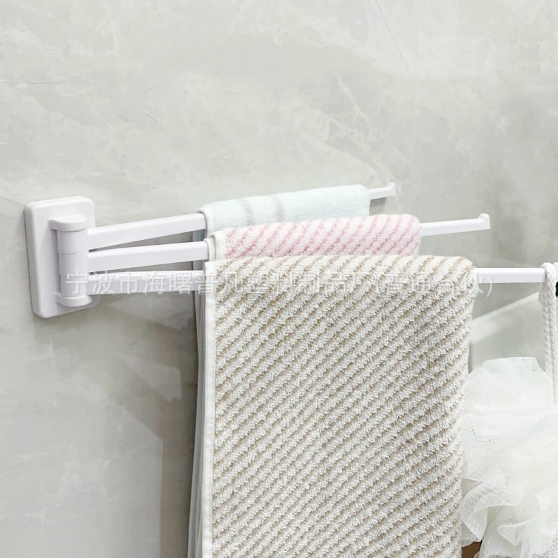 Plastični držač za ručnike za kupaonicu, bez bušenja, 3-etažni okretni križni štap, nosivost 1 kg