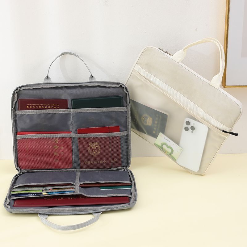 Geantă portabilă pentru organizarea documentelor cu fermoar, protecție pentru licența de afaceri și ștampilă, material textil