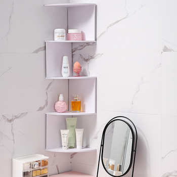 Kutni trokutasti zidni regal za skladištenje – 5 etaža, perforiran, bez bušenja, nosivost 5 kg