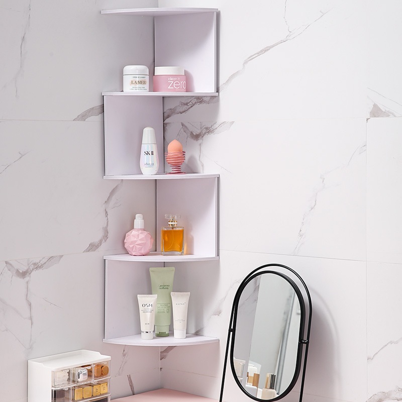 Kutni trokutasti zidni regal za skladištenje – 5 etaža, perforiran, bez bušenja, nosivost 5 kg