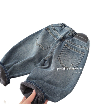 Dječje traperice s fleece podstavom, korejskog stila, denim, pamuk, meka obrada, zimske