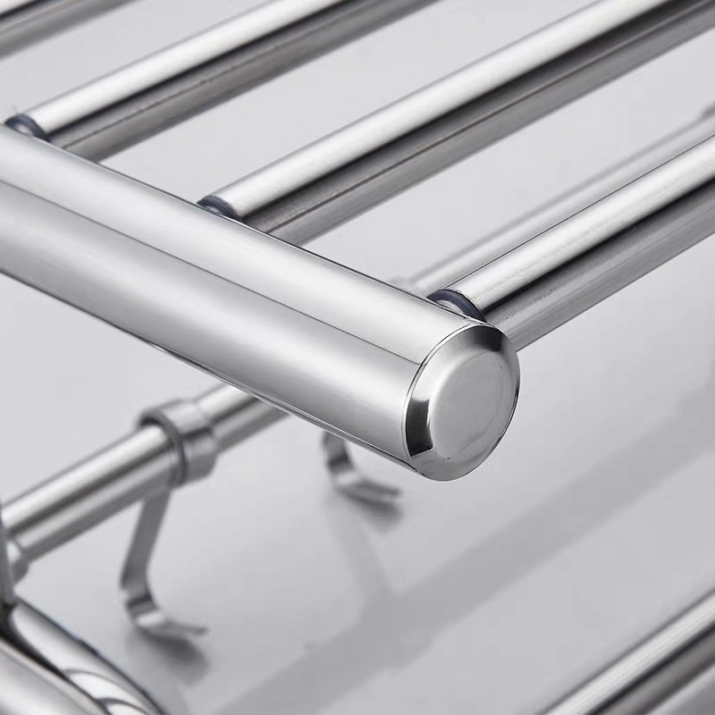 Dvoetažni izvučeni stalak za ručnike od nehrđajućeg čelika 304, polirani završetak, nosivost 20 kg, moderan minimalistički dizajn, Hualai