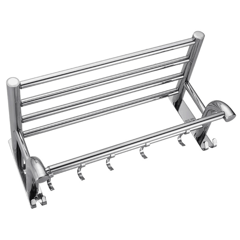 Dvoetažni izvučeni stalak za ručnike od nehrđajućeg čelika 304, polirani završetak, nosivost 20 kg, moderan minimalistički dizajn, Hualai