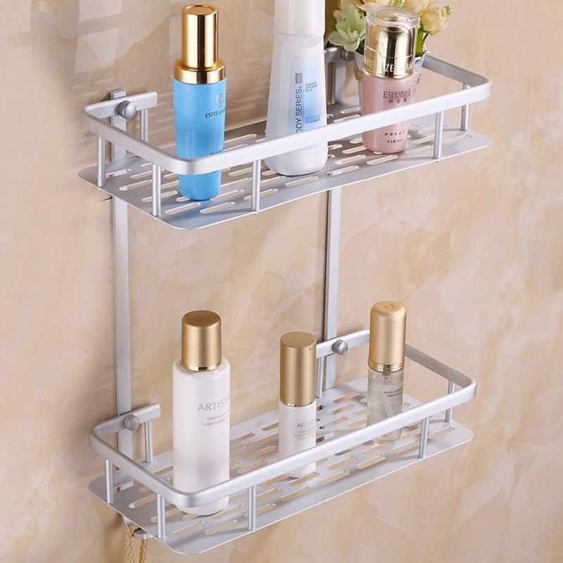 Zidni kupaonski regał od aluminija, trokutastog oblika, bez bušenja