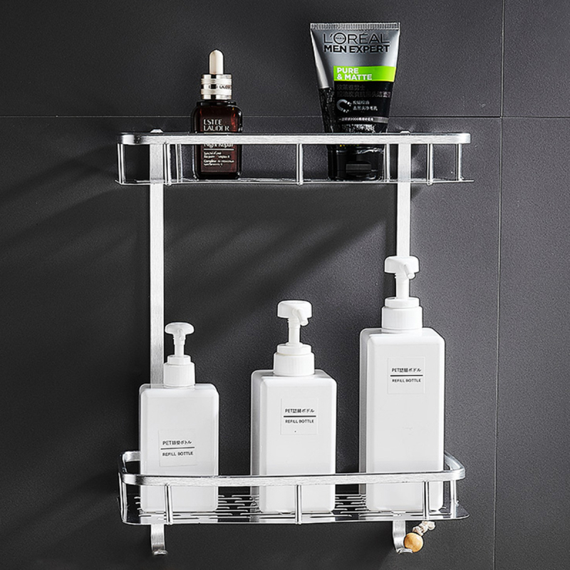 Zidni kupaonski regał od aluminija, trokutastog oblika, bez bušenja