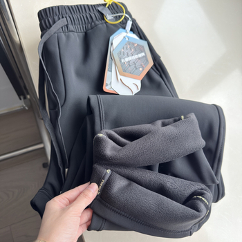 Зимни панталони за външни условия с подплатен флис, прав крак, средно висока талия, връзка за закопчаване, nylon-spandex 80%