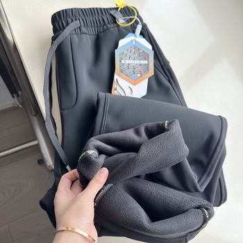 Зимни панталони за външни условия с подплатен флис, прав крак, средно висока талия, връзка за закопчаване, nylon-spandex 80%