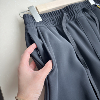 Зимни панталони за външни условия с подплатен флис, прав крак, средно висока талия, връзка за закопчаване, nylon-spandex 80%