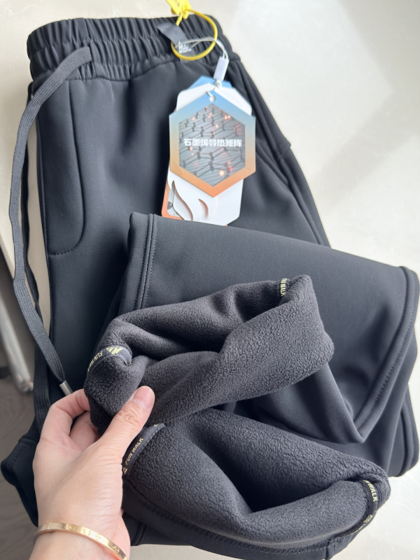 Зимни панталони за външни условия с подплатен флис, прав крак, средно висока талия, връзка за закопчаване, nylon-spandex 80%