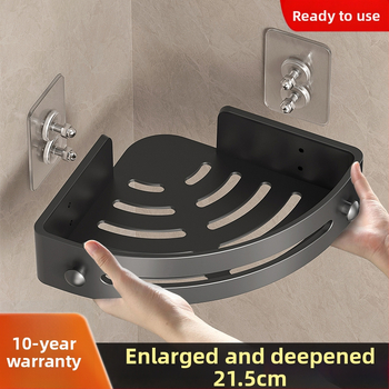 Trostruki trokutasti zidni ormarić za kupaonicu, s tri etaže, bez bušenja, ABS i Space aluminij, završni premaz pečeno, nosivost 1–5 kg