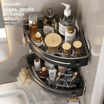 Trostruki trokutasti zidni ormarić za kupaonicu, s tri etaže, bez bušenja, ABS i Space aluminij, završni premaz pečeno, nosivost 1–5 kg