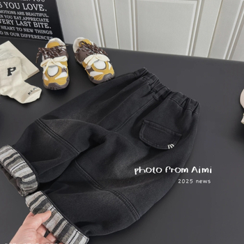 Dječje traperice od denima s fleece unutrašnjim slojem, korejski stil, ravno opuštena kroj, 70% pamuka, uzrast 3–8 godina