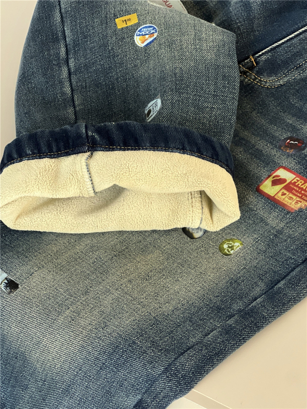 Dječje traperice s mekanom fleece podstavom, denim u korejskom stilu, srednji pas s elastičnim pojasom, debeli zimski traperice za djecu 3–8 godina